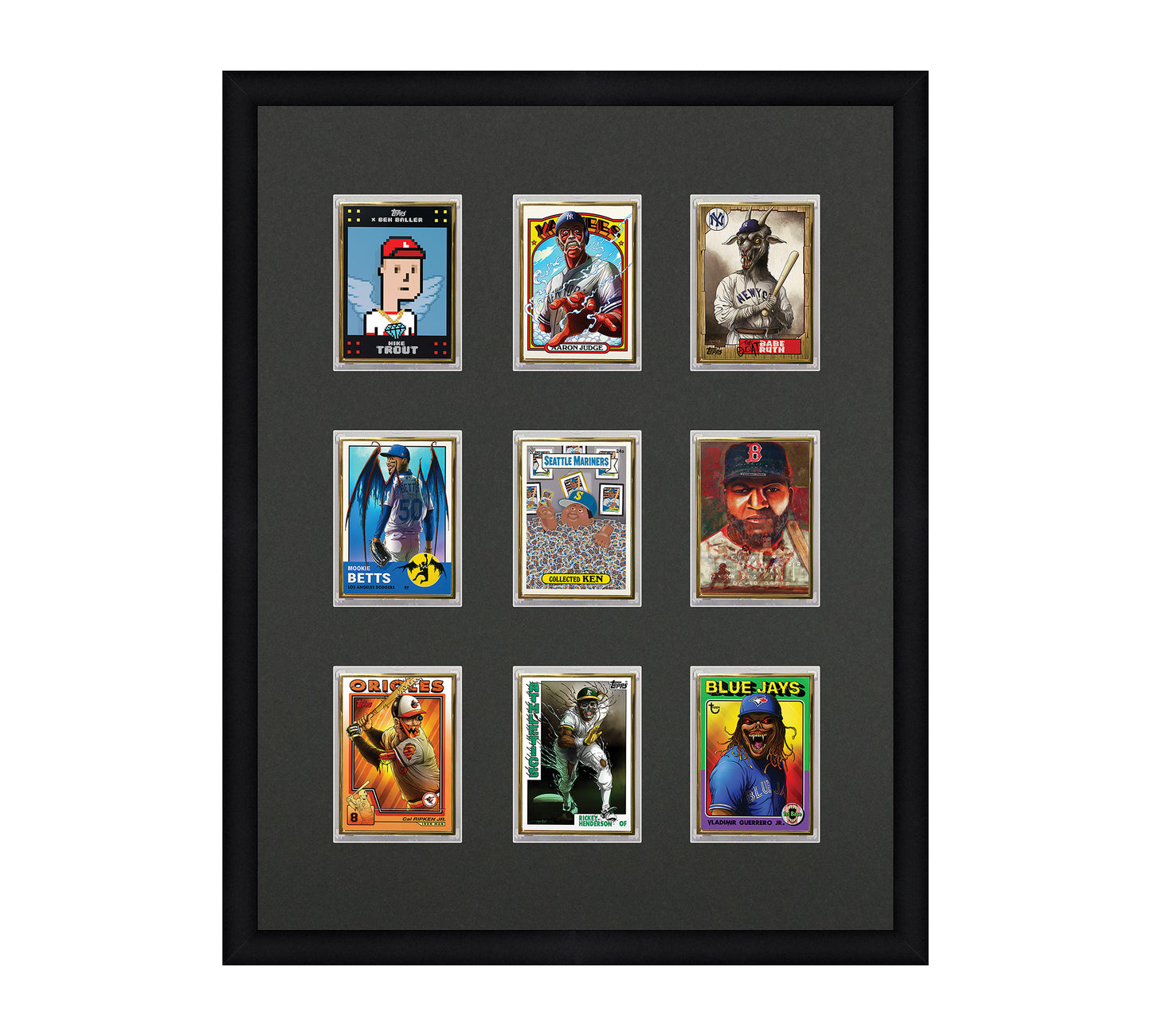 Framed Card Display - 9 Opening for the UltraPro or BCW 1Touch Magnetic Case (35pt)