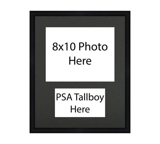 Framed Card Display with Photo Opening - 1 Opening for a PSA Tall Boy Graded Slab and 1 8x10 Photo print