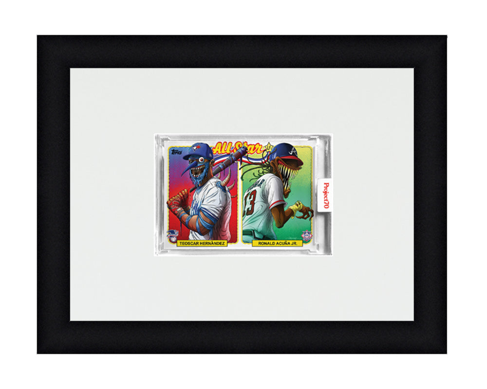 Framed Card Display for 1 Project 70, Project 2020, or Project 100 trading card in a horizontal layout with a white background and black frame