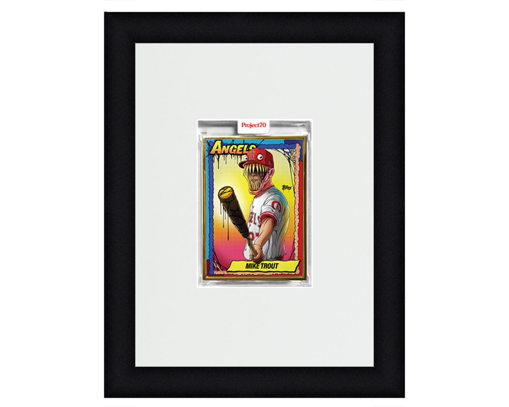 Framed Card Display for 1 Project 70, Project 2020, or Project 100 trading card in a vertical layout with a white background and black frame