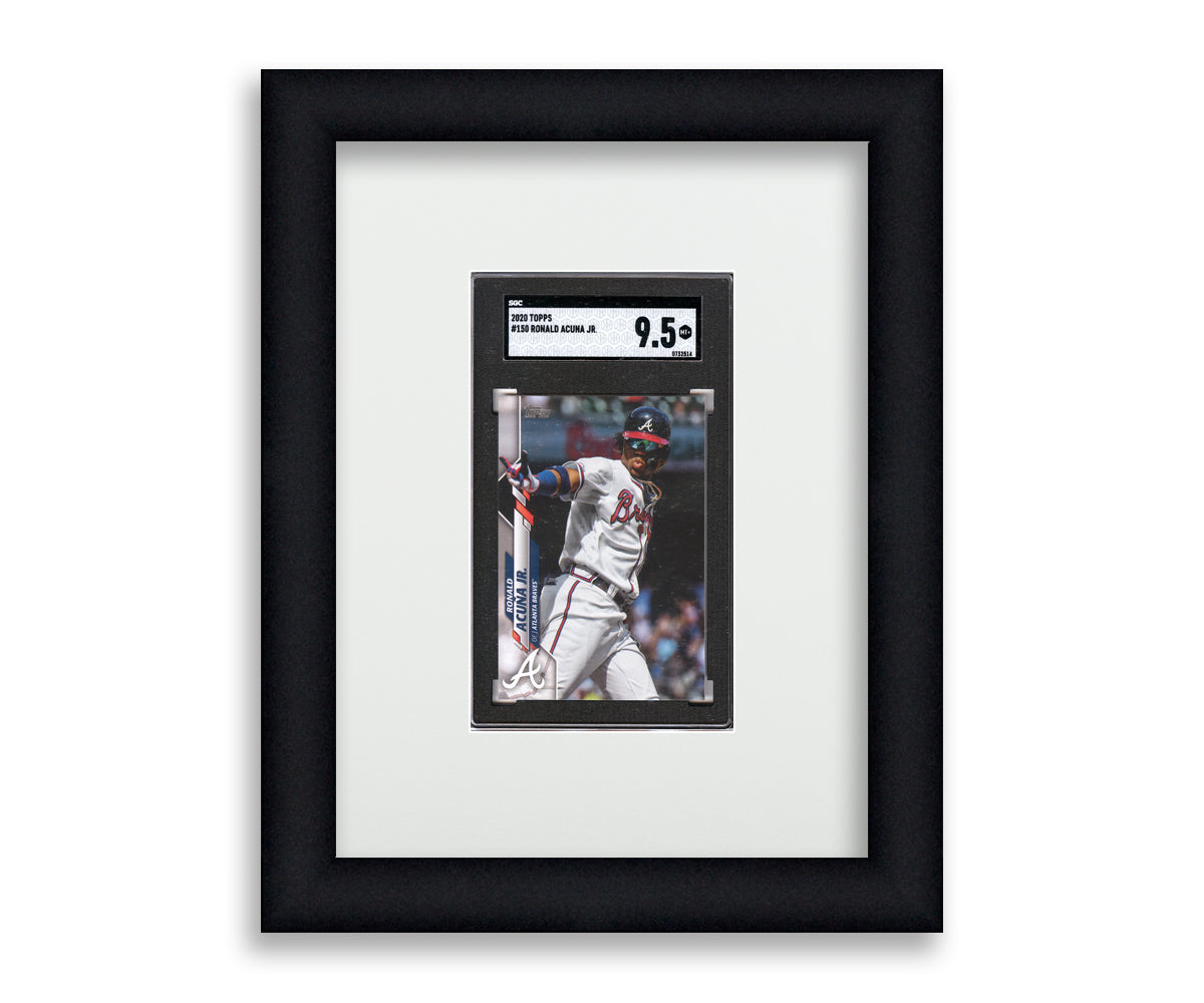 SGC Framed Card Display holds 1 SGC graded slabs in a 1 up layout with a white background and black frame