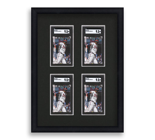 SGC Framed Card Display holds 4 SGC graded slabs in a 2x2 layout with a black background and black frame